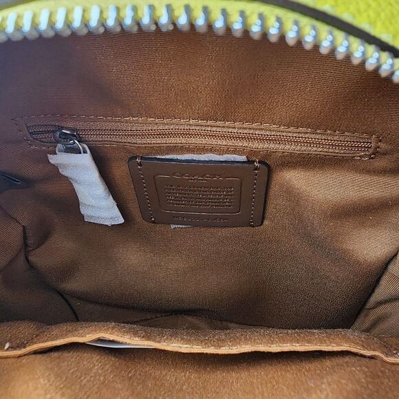 NWT Coach CJ594 Mini Court Backpack Signature Canvas Light Khaki Key Lime - Picture 7 of 8